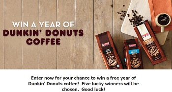 A free year of product but only email entry from Dunkin'