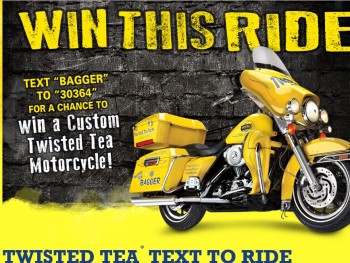 Text-to-win sweepstakes with a motorcycle prize